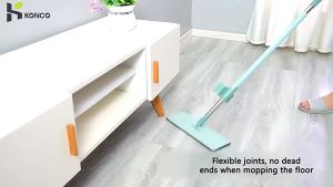 Flat Mop Steel Handle 360° Swivel Microfiber Mop Dry Wet Kitchen Cleaning Hands Free Flat Floor Cleaning Microfiber Squeeze Mop