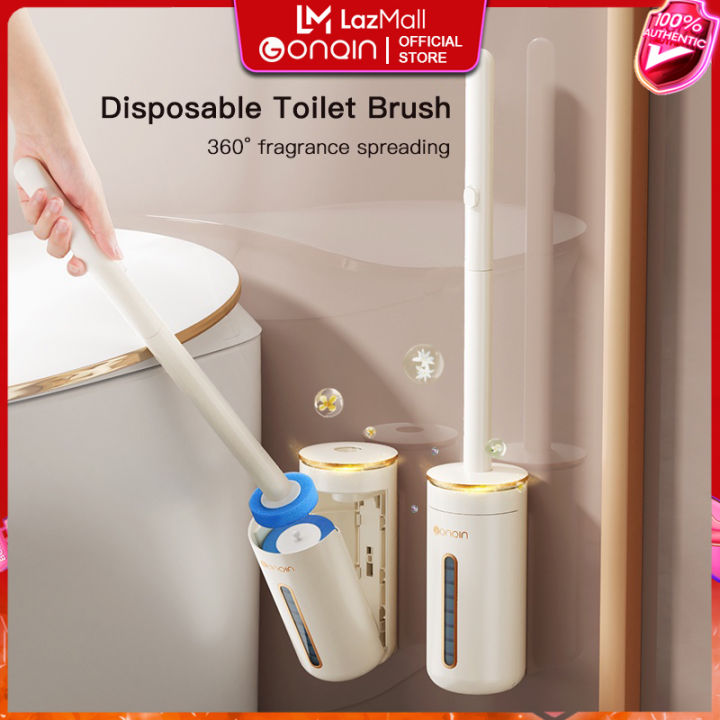 GONQIN Disposable Toilet Brush Wall Mounted Cleaning Brushes with