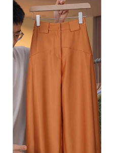 High Waist Straight Leg Orange Pants: Fashionable Retro Hong Kong Style Summer New Arrival Women's Plus Size Trousers