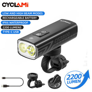 2200 Lumens Bike Headlight Bicycle Flashlight Handlebar IPX6 MTB Road Highlight CYC2200 Front Lamp Light Aluminum Alloy CYCLAMI
