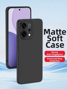 RISEOUS | Oppo Reno14 Pro Silicone Case Anti-Fingerprint Anti-Sweat Frosted Soft Full Cover Lens Protection Shell For Men And Women Black