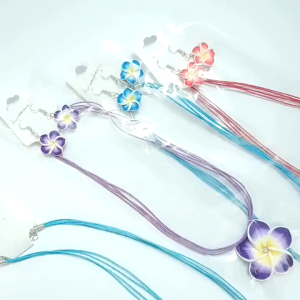 3pcs/set Necklace and Earrings set Flower Necklace Plumeria Jewelry Set For Women