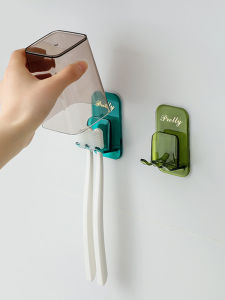 Toothbrush Holder Punch-Free Mouthwash Cup Wall-Mounted Bathroom Table Toothbrush Rack Wall-Mounted Bathroom