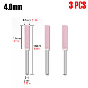 3/6 PCS 3mm Rod Red Corundum Chainsaw Chain Grinding Head Stone Sharpener Bit for Electric Dremel Drill Chainsaw Sharpening Tool