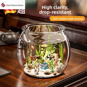 FEIZHUXIANSEN | Round Acrylic Fish Tank for Betta Fish and Turtle