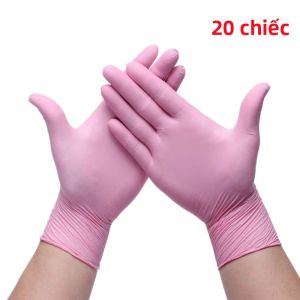Găng Tay Nitrile Màu Hồng Dùng Một Lần Không Bột Để Vệ Sinh Gia Đình Thẩm Nấu Ăn Nhà Bếp - Gói 20/50/100