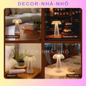 D080 Đèn trang trí cảm ứng đèn ngủ  đèn bàn hình nấm sáng tạo đèn bàn pha lê kim cương