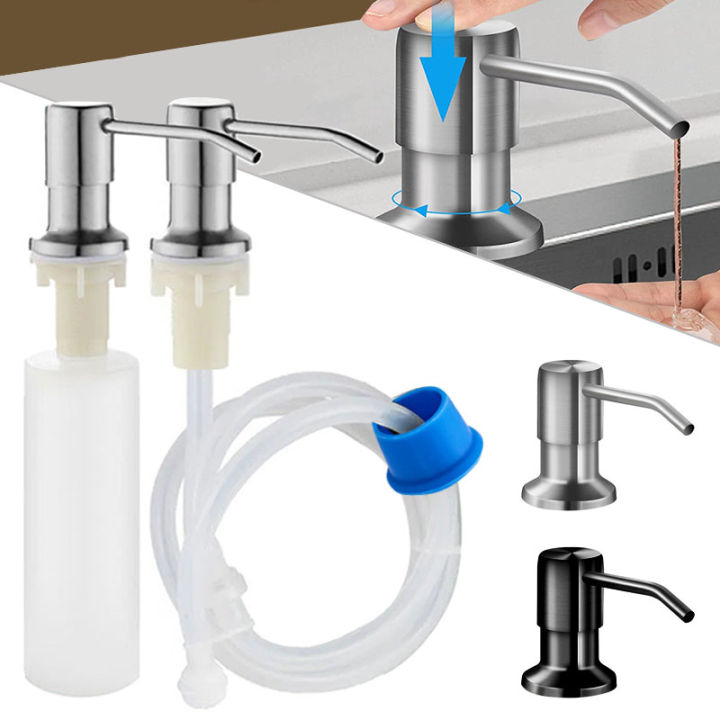 Stainless Steel Soap Dispenser Extension Tube Kit Kitchen Sink Liquid ...