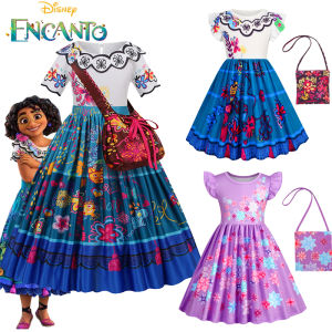 Kids Encanto Mirabel Madrigal Dress Halloween Costume Vestido Girls Fancy Dresses for Carnival Princess Dress Christmas Clothing