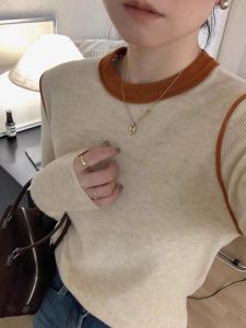 Áo Len Dệt Kim Cổ Tròn Ôm Vừa Vặn Thời Trang Thu Đông Cho Nữ Áo Len Lót Bên Trong Đa Năng Áo Sơ Mi Nhỏ