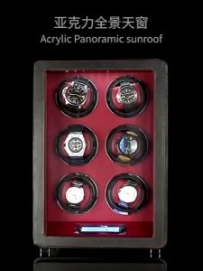 IBBETON New Watch Shaker Luxury Watch Winder 1 2 3 4 6 Slot Automatic Mechanical Watches Storage Box High Gloss Microfiber Skin Leather LCD Touch Screen Fingerprint unlocking Watch Box