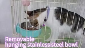 Pet Hanging Bowl 2 in 1 Removable Stainless Steel Water Food Hanging Cage Bowl for Puppy Cat Rabbit