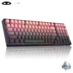 MageGee Light100 คีย์บอร์ดไร้สายด้านข้างพิมพ์ Hot-Swappable Tri-โหมด 2.4G/USB/BT RGB ปะเก็น Creamy Gaming คีย์บอร์ด