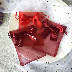 10Pcs/Lot Organza Drawstring Bow Gift Bags Multi-size Candy Packaging Mesh Pouches Colorful Jewelry Storage Organizer
