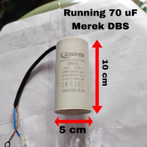 Kapasitor Running 70 uF merek DBS kondisi BARU