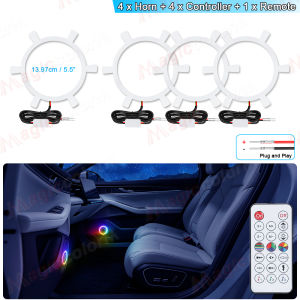 6.5in/3.5inch Car Interior Atmosphere Lamp Symphony RGB Horn Tweeter Ambient Light Universal Audio Hood Decoration Remote Contro