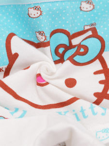 Pure Cotton Girls Underwear Hellokitty Cat Themed Spring Autumn Shorties Double Layer Cotton Briefs Soft Elastic Comfortable