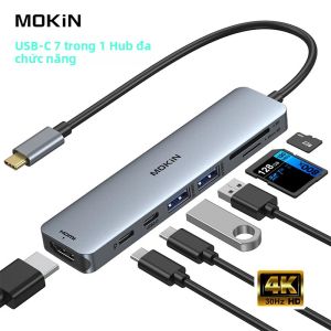 Bộ Chuyển Đổi USB C Đa Năng MOKiN 7 Trong 1 Với Đầu Ra HDMI 4K Đầu Đọc Thẻ SD/TF USB 3.0 Sạc PD Type C Tương Thích Với MacBook Pro/Air iPad Dell Thinkpad