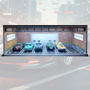 1/64 Scale Car Model Display Case USB LED Parking Lot Car Garage Diorama Lighting for Car Models Collectors