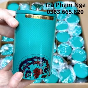 Hộp Đựng Trà Hũ Đựng Trà Lọ Đựng Trà Cafe Và Thảo Mộc Khô Chất Liệu THÉP CHỐNG RỈ (Xanh Nắp Nút & Chữ Tea) - Trà Thái Nguyên Phạm Nga