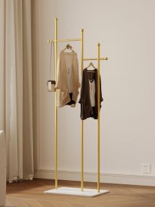 Italian Luxury Floor Mounted Coat Rack Space Saving Mobile Clothes Drying Rod Bedroom Suitable Compact Design Steel Material