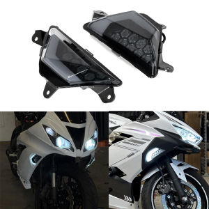 Đèn LED Báo Rẽ Phía Trước Hai Màu Cho Kawasaki Ninja 250/300 400/450 650 Z1000SX ZX-6R Đèn Báo Xe Máy Chống Nước IP67