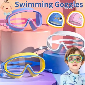 Childrens Swimming Goggles Kid Soft Waterproof Anti-fog Swimming Goggles Set 3-16 Years old