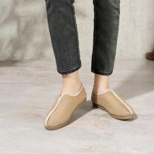 Giày Vải Lanh Nam Mùa Hè Thoải Mái Đế Mềm Giày Lười Phong Cách Mới Giày Bốt Da Bố