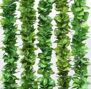 2.4 Meter Artificial Green Leaf Garland Plants Vine Fake Home and Garden Decoration Plastic Rattan String