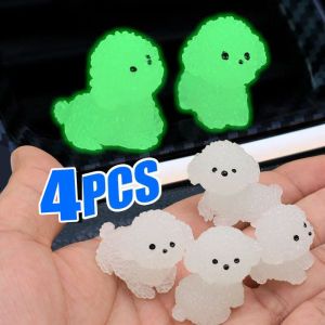 4Pcs Luminous Cute Puppy Car Ornament Bichon Frise Center Console Dashboard DIY Dog Decoration Universal Auto Interior Accessories