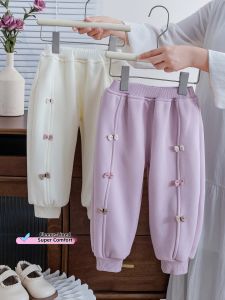 Thick Warmth Winter Girls Trousers Ribbed Hem
