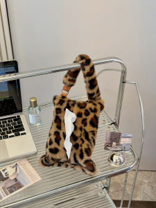 Bamboo Patterned Cloth Tissue Box Wall-Mounted Toilet Paper Storage Bag Retro Style Home Organization Car Storage Bag