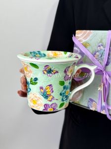 Cốc Cà Phê Bằng Gốm Sét Tách Trà Chiều Thiết Kế Màu Tương Phản Thiết Kế Cổ Điển Tách Cốc Sáng Tạo Cốc Cà Phê Có Họa Tiết Bông