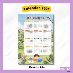 Kalender 2025 A3+ Wall Decor Aesthetic Dekorasi Dinding Lukisan Poster Ruang Tamu