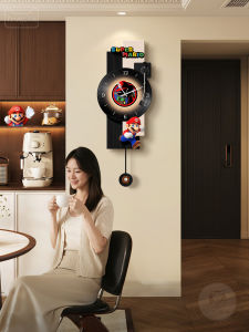 HAOJIUBUJIAN | Super Mario Retro Creative Black Vinyl Record Electronic 3D Cartoon Hanging Clock
