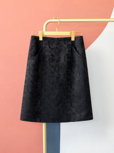 กระโปรงทรงเอสีดำสไตล์จีนใหม่ กระโปรงทรงเอเอวสูง ทรงเข้ารูป กระโปรงทรงเอสำหรับผู้หญิง กระโปรงทรงเอสไตล์จีน