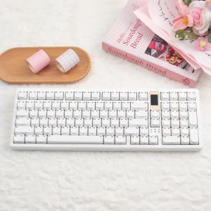 Cute Cat Keycaps PBT MAO Profile Round Keycap Side Print Through Backlit Keycap Minimalist White Style For Mechanical Keyboard