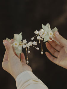 Chunyixuan Spring and Summer Super Fairy Beautiful Green Silk Fresh Linglan a Pair of Hairclips Antique Hair Accessories Daily Cheongsam Headdress for Han Chinese Clothing Female