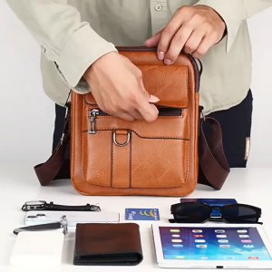 Túi Đeo Chéo Da Pu Nam Nhỏ Gọn Cá Tính Đa Năng