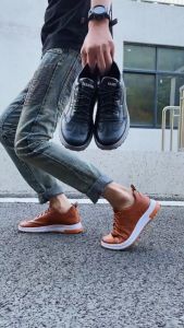 Techdoo Sepatu Sneakers Formal Sepatu Pria Fashion PU Leather BLACK