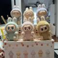 100% Authentic] Bubble Labubu Mart Heartbeat Macaron 2nd Generation Sitting Party Vinyl Face Plush Doll Toy. 