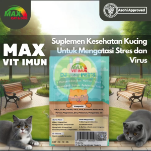 Max Cat & Dog Max Vit Imun Suplemen Kesehatan untuk Kucing Mengatasi Stress & Virus Vitamin AntiStres & AntiVirus Kucing 5 Kapsul