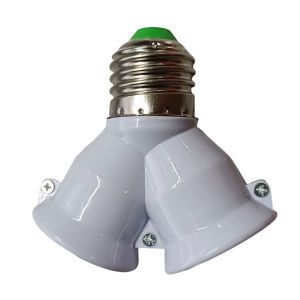 2 in 1 E27 Socket Splitter Adapter Y-Shape Lamp Holder Converter Heat Dual Heads Lamp Holder Flame Retardant Light Bulb Converter for Indoor