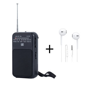New W-209 Portable Radio Dual Power Supply with Flashlight FM/AM Pointer Large Font Back Clip Pocket Size Handheld Radio