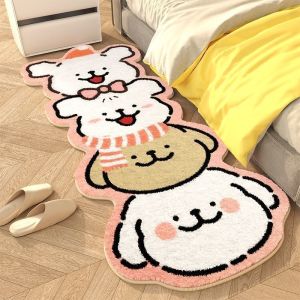 Cartoon Style Woolen Carpet Dog Line Pattern Bathroom Bedroom Living Room Machine Washable Non-Slip Soft Foot Mat Rug