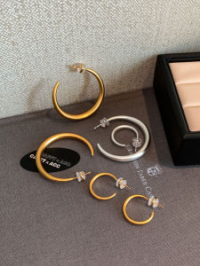 Elegant Gold And Silver Hoops Earrings Womens Simple Fashion Jewelry Ear Cuffs Geometric Pattern Copper Alloy Ear Jewelry