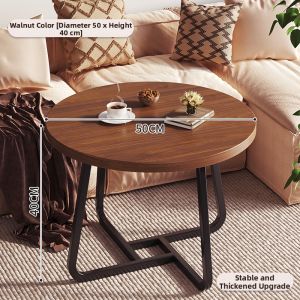 FWTDF | Living Room Balcony Small Apartment Rental Walnut Antique Round Table