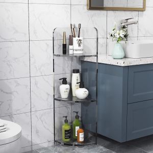 Scandinavian Acrylic Shelf Kitchen Bathroom Angle Frame Corner Cabinet Accessible Luxury Corner Bathroom Floor Storage Cabinet