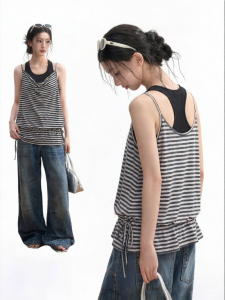 BAIDAIFEI | Bộ Áo Tank Top Dây Kéo Không T Tay Nẹp Eo Cho Nữ