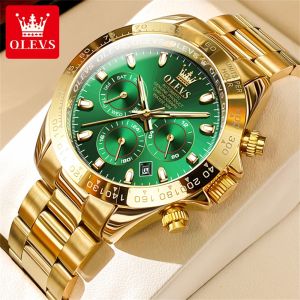 （Authentic）OLEVS Mens Sports Watch Original Brand Mechanical Style Automatic Stainless Steel Strap Luminous Chronograph Stopwatch Calendar
